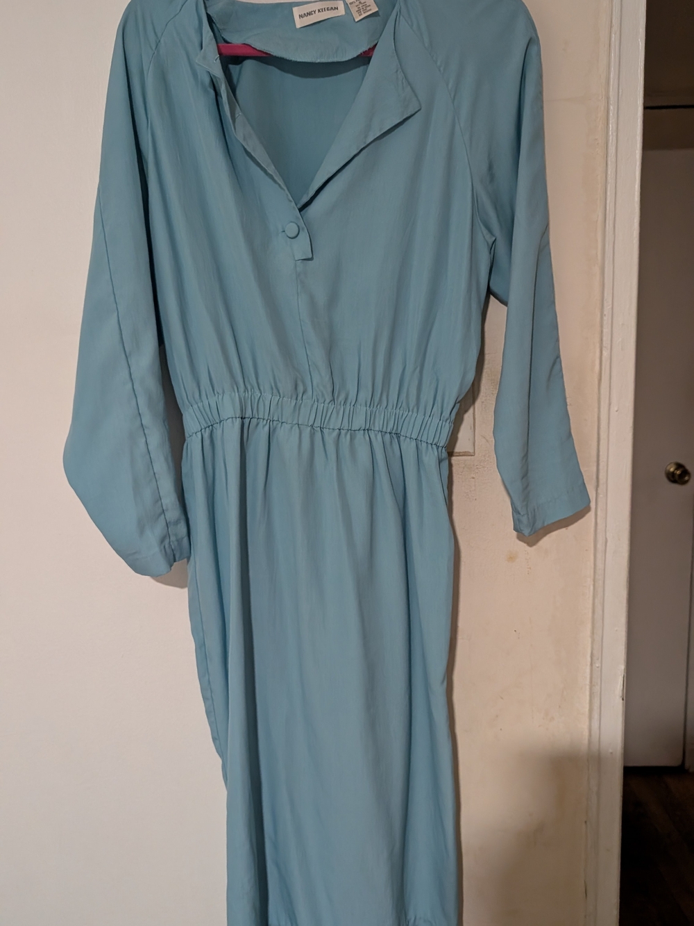 Kensie Sky Blue Elastic-Waist Midi Dress